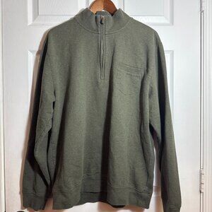 Brooks Brothers Cotton Half Zip Forest Green Chest Pocket Pullover Sweater Sz XL